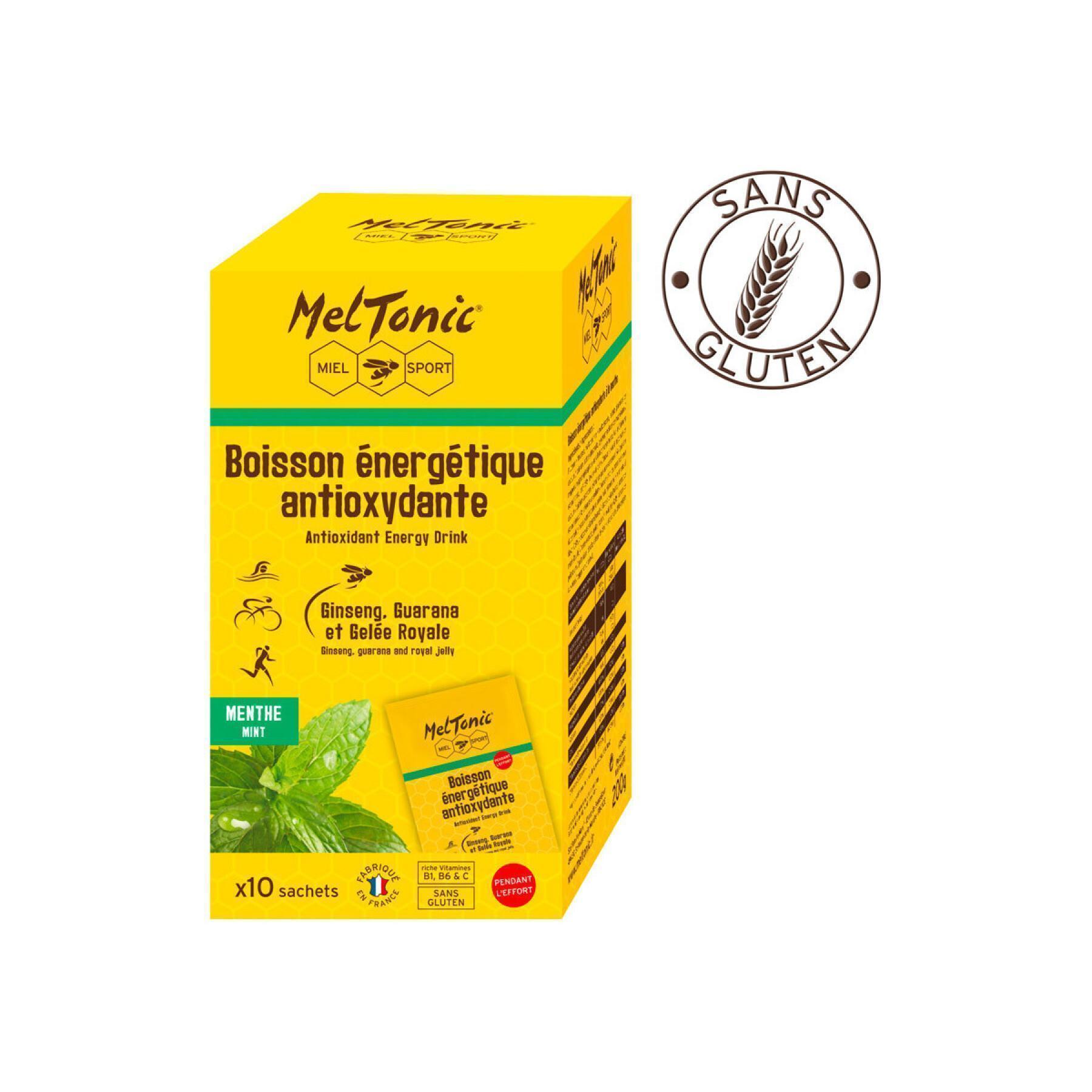10 pacotes de bebida energética antioxidante Meltonic - Menthe