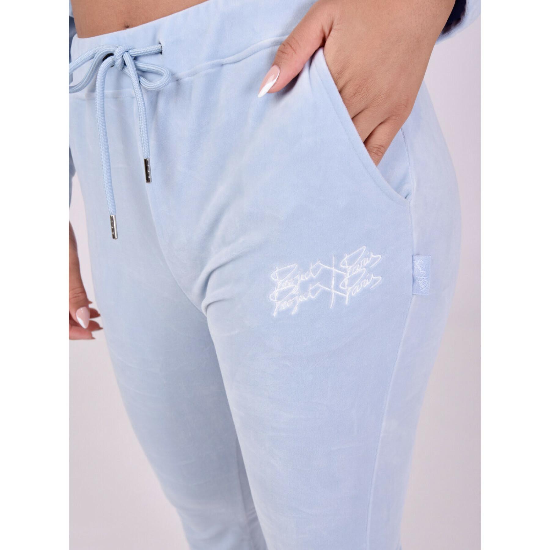 Calças de veludo duplo logotipo feminino Project X Paris