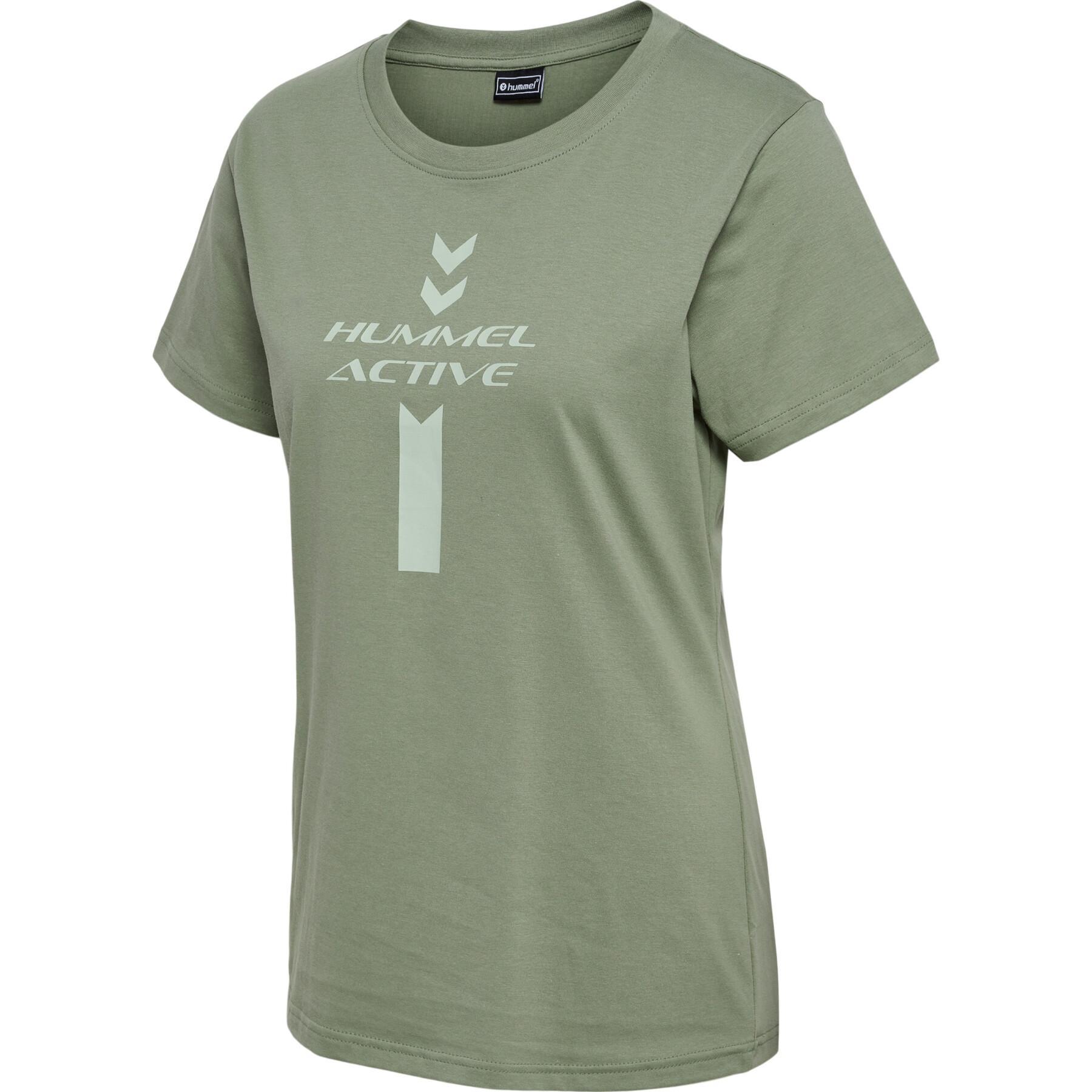 T-shirt gráfica de algodão para mulheres Hummel Active