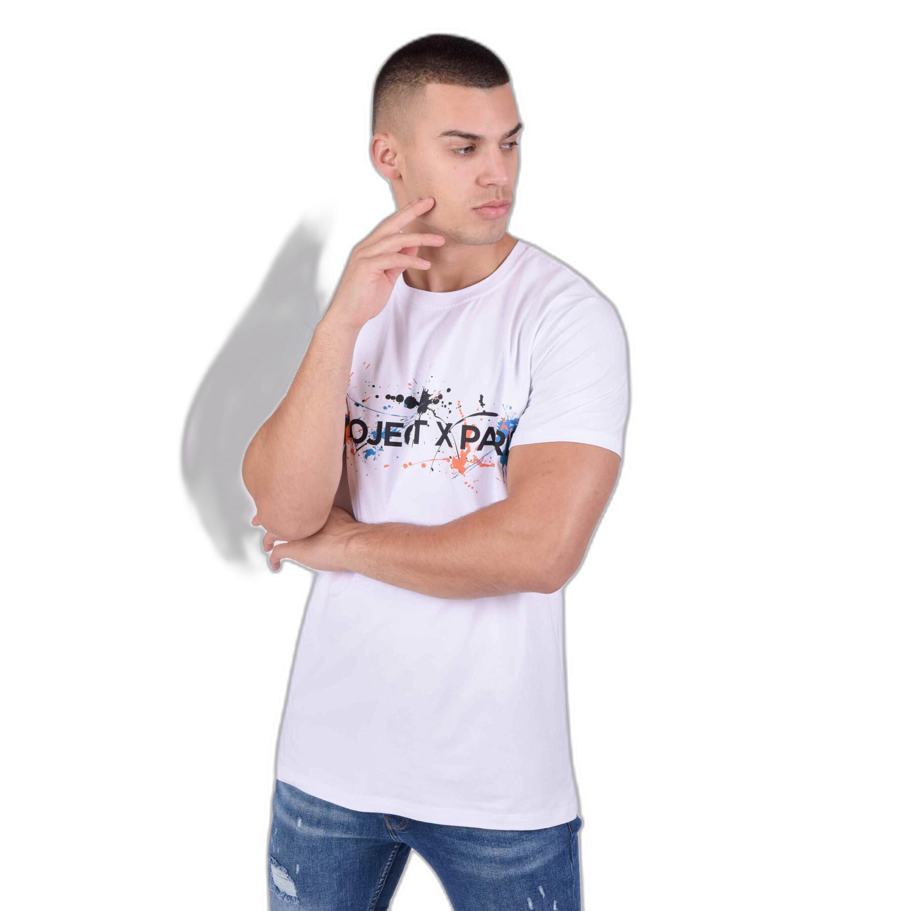T-shirt de pescoço redondo com logótipo e manchas de tinta Project X Paris