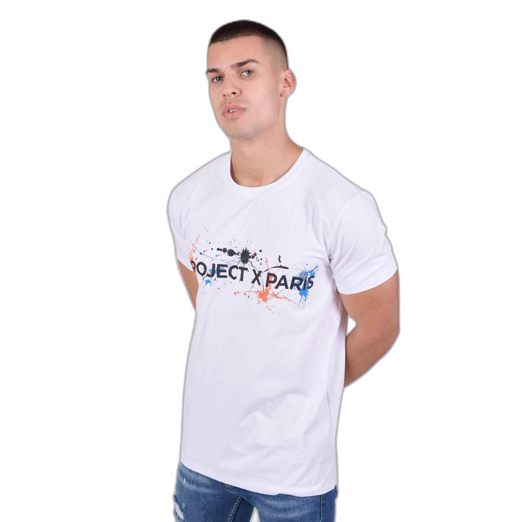 T-shirt de pescoço redondo com logótipo e manchas de tinta Project X Paris