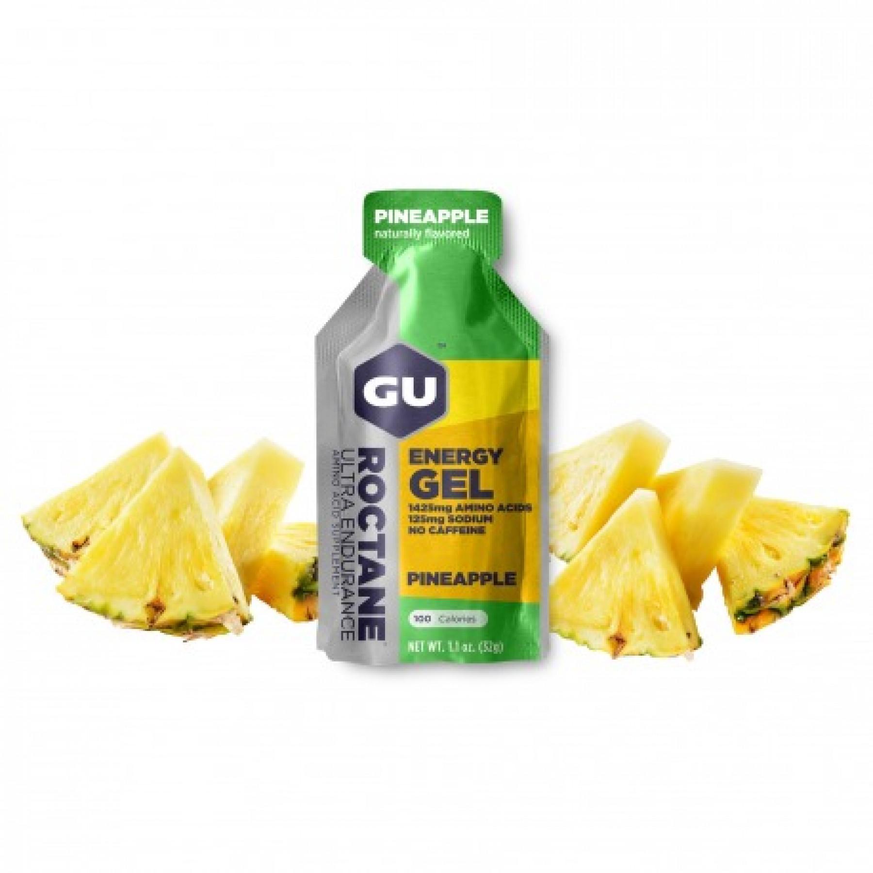 Pacote de 24 géis roctane Gu Energy ananas sans caféine