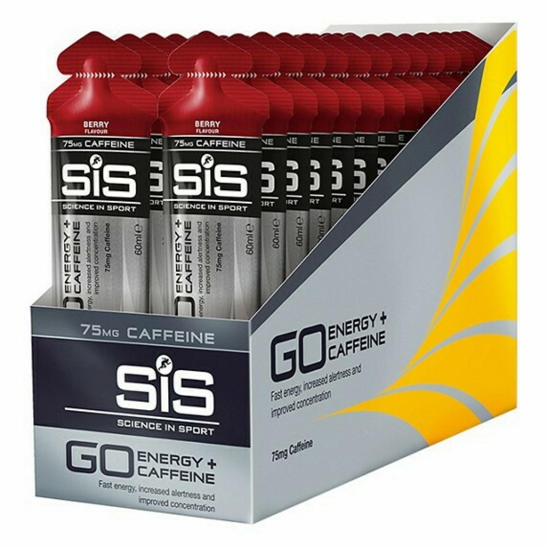 Embalagem de 30 géis energéticos Science in Sport Go + Cafeine - Berry - 60 ml