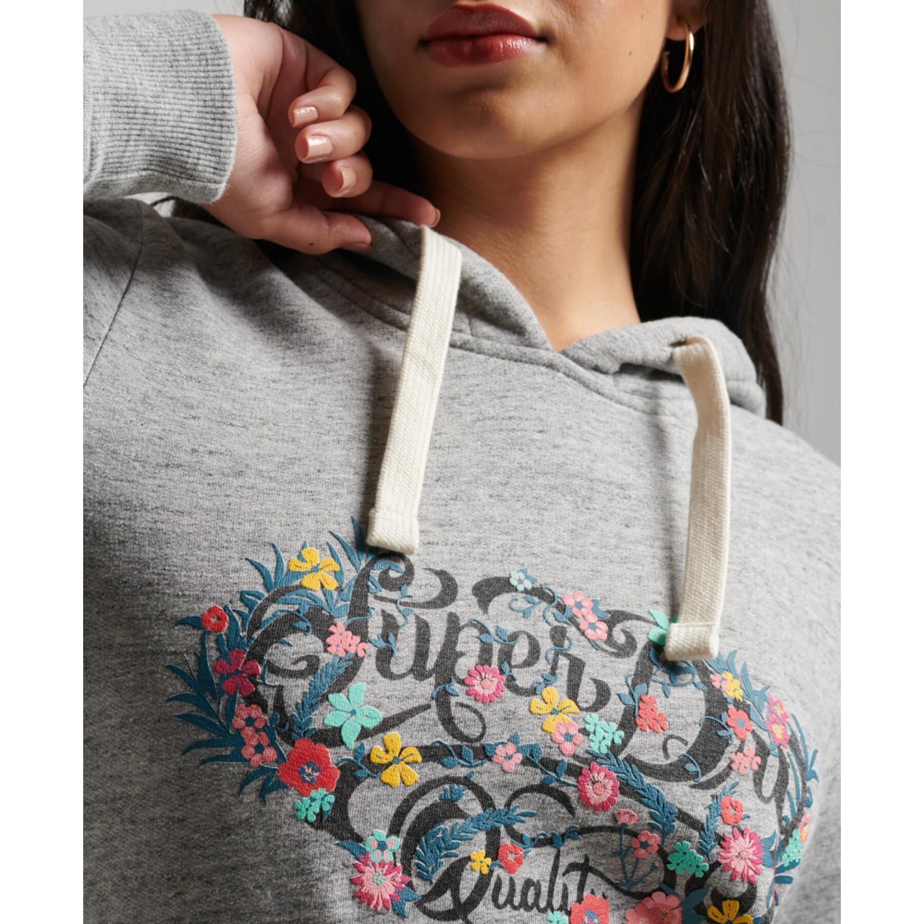 Sweatshirt capuz floral com inscrição feminina Superdry