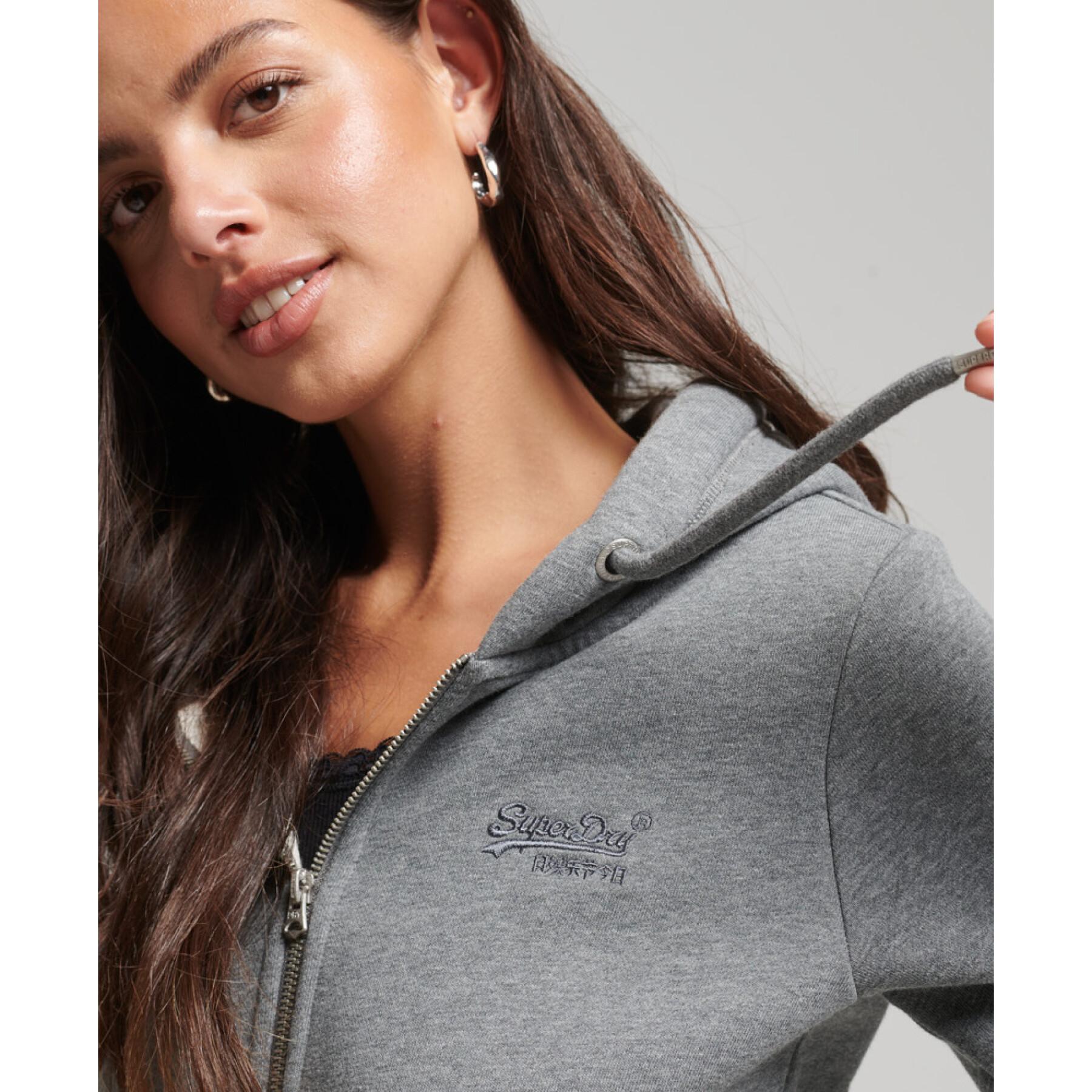 Capuz de algodão orgânico feminino com fecho de correr Superdry Essential Logo