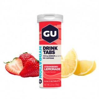 Tubo de 12 comprimidos de hidratação Gu Energy fraise/limonade (x8)