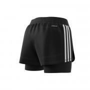 Calções mulher adidas Pacer 3-tiras Woven Two-in-One