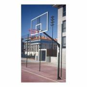 Conjunto de 2 cestos de basquetebol fixos com base para ancoragem sem placas ou aros Softee Equipment Monotubular